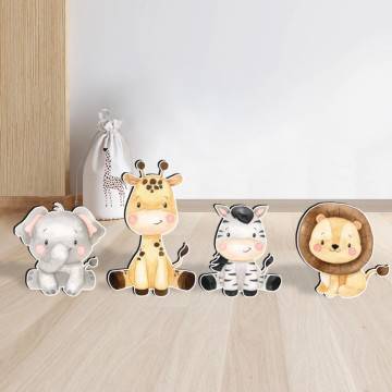 Wooden figures printed cute savanna sitting animals 2