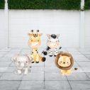 Wooden figures printed cute savanna sitting animals