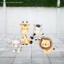 Wooden figures printed cute savanna sitting animals