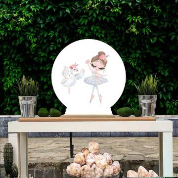 Wooden printed sign, Ballerina and swan dancing 2