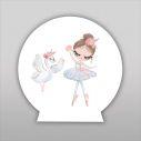 Wooden printed sign, Ballerina and swan dancing