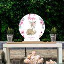 Wooden printed sign, Sitting Deer with watercolor flowers