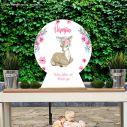 Wooden printed sign, Sitting Deer with watercolor flowers