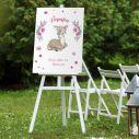 Canvas print, Sitting Deer with watercolor flowers