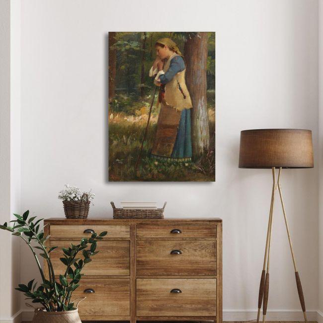 Πίνακας ζωγραφικής Resting shepherdess, Ράλλης Καμβάς τελαρωμένος