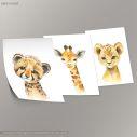 Little Africa, Little tiger, Giraffe, Lion, 3 panels