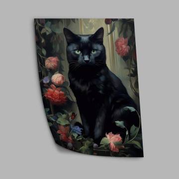 Black cat , κάδρο, μαύρη κορνίζα 2