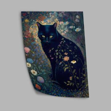 Dark blue cat , κάδρο, μαύρη κορνίζα 2