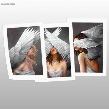 Human angel  τρίπτυχο, κάδρο, μαύρη κορνίζα 2