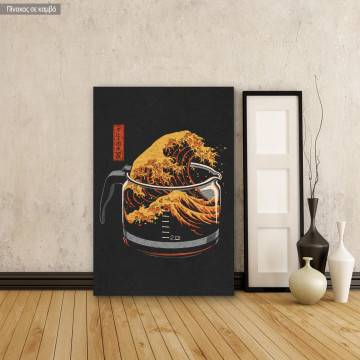 Canvas print The coffee great wave reart, (Original Hokusai)