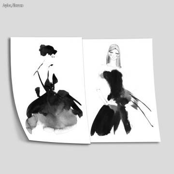 Model in watercolor  δίπτυχο, κάδρο, μαύρη κορνίζα 2