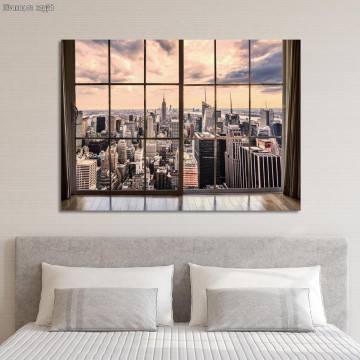 Canvas printNew York city skyline, window view