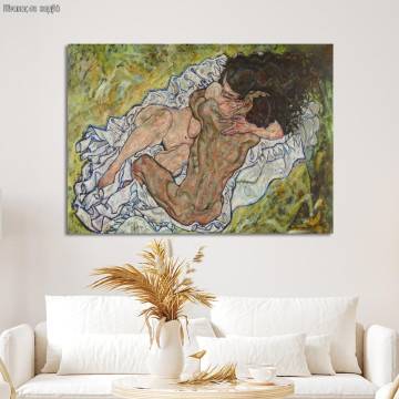 Canvas print The embrace, Schiele Egon
