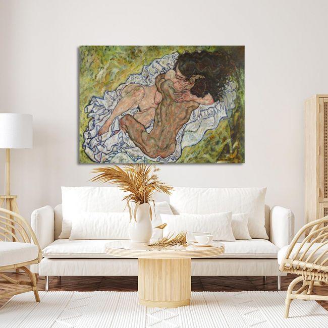 Canvas print The embrace, Schiele Egon
