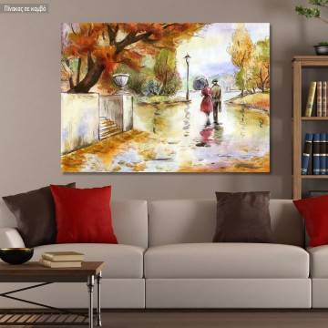 Canvas print Couple in the autumn park