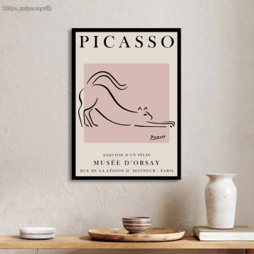 Cat Picasso , κάδρο, μαύρη κορνίζα
