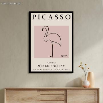  Flamingo Picasso , κάδρο, μαύρη κορνίζα