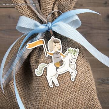 Small Wooden figure printed , Knight, dragon, castle