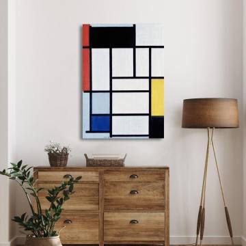 Πίνακας ζωγραφικής  Composition with red yellow and blue Mondrian P. Καμβάς τελαρωμένος Όψη 1 2