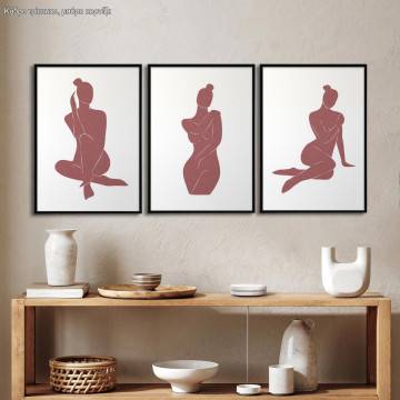 Abstract woman in terra-cotta, 3 panels