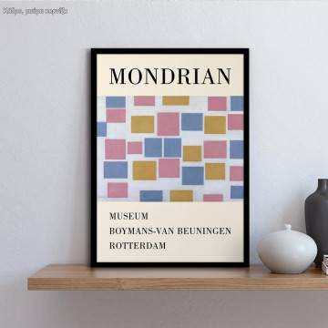 Αφίσα Έκθεσης Mondrian, Composition with colour fields, αφίσα, κάδρο