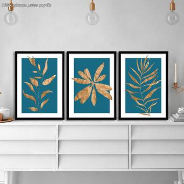 Leaves earthy tones, three panels poster
