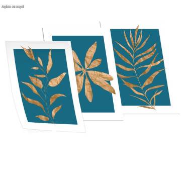 Leaves earthy tones, three panels poster 2