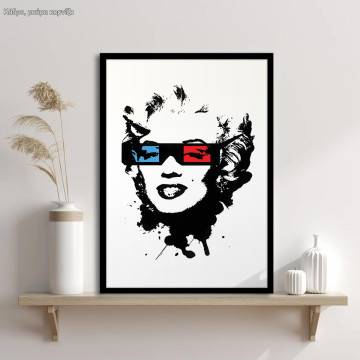 Marilyn in 3D glasses , κάδρο, μαύρη κορνίζα