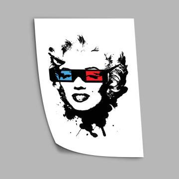 Marilyn in 3D glasses , κάδρο, μαύρη κορνίζα 2