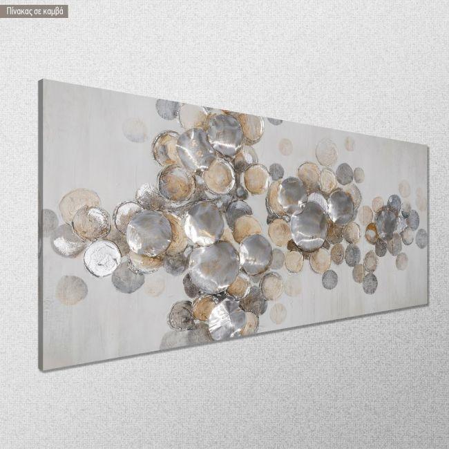 Πίνακας σε καμβά Mixed media with metal discs, πανοραμικός