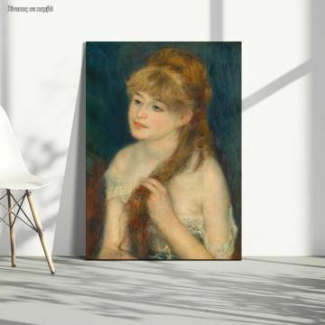 Canvas print Woman braiding her hair, Renoir