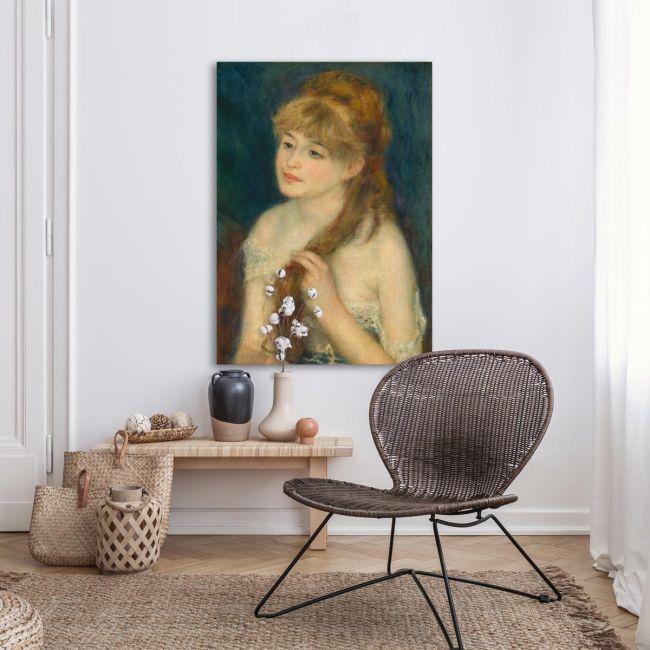 Canvas print Woman braiding her hair, Renoir