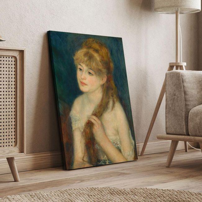 Canvas print Woman braiding her hair, Renoir