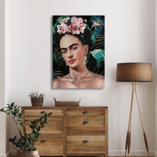 Πίνακας σε καμβά Frida with hummingbird