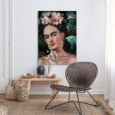 Πίνακας σε καμβά Frida with hummingbird
