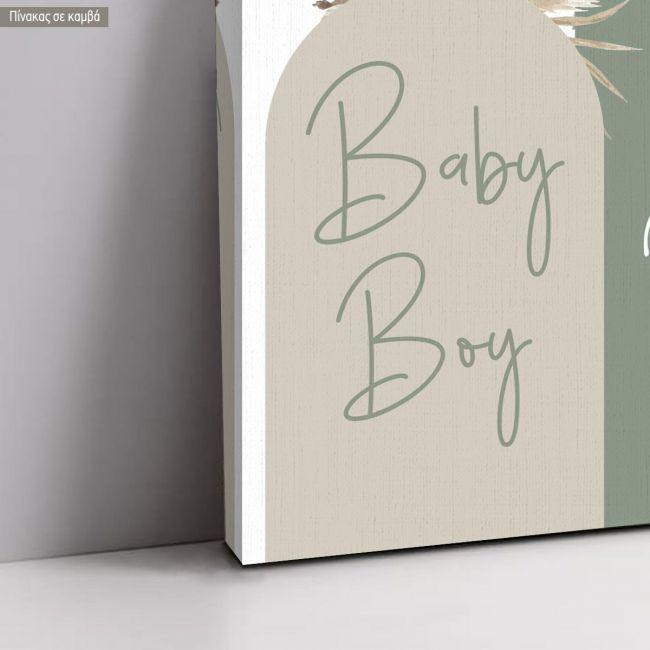 Πίνακας σε καμβά βάπτισης, Baby boy boho