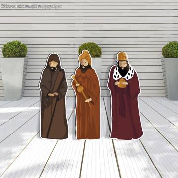Wooden figures, 3 Magi of Bethlehem