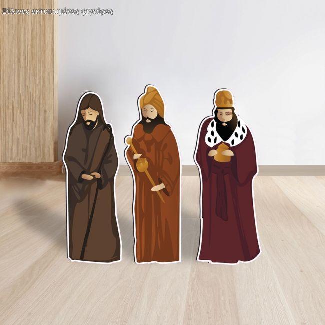 Wooden figures, 3 Magi of Bethlehem