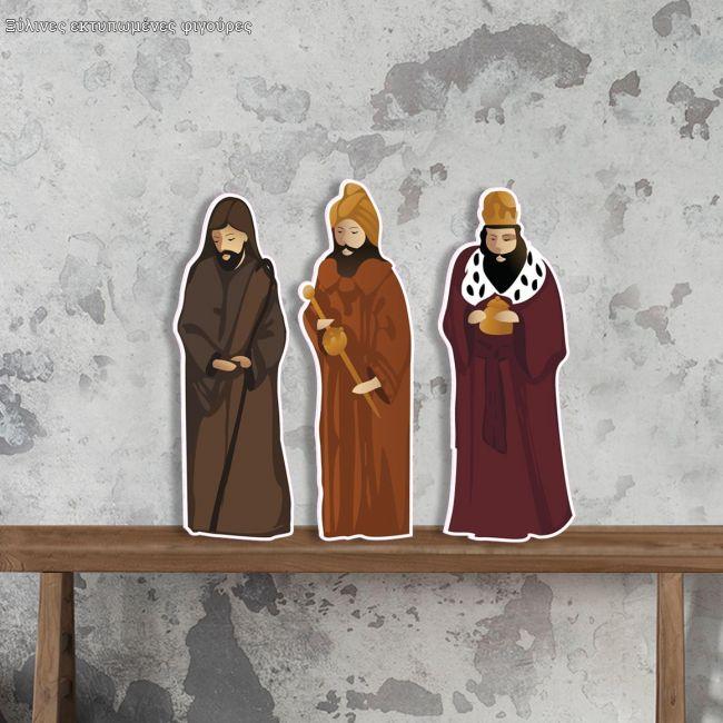 Wooden figures, 3 Magi of Bethlehem