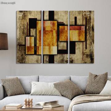 Πίνακας σε καμβά αφηρημένος, γεωμετρικός, Abstract oil painting illustration II, τρίπτυχος 2