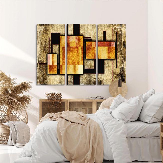 Canvas print abstract, geometric, Abstract oil painting illustration II,3 panels