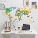 Kids wall stickers map with country names, English