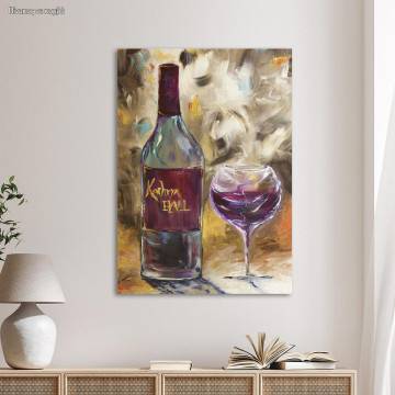 Canvas print Wine bottle with glass