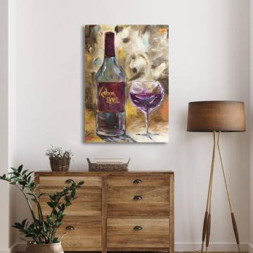 Canvas print Wine bottle with glass Framed canvas View 1 2