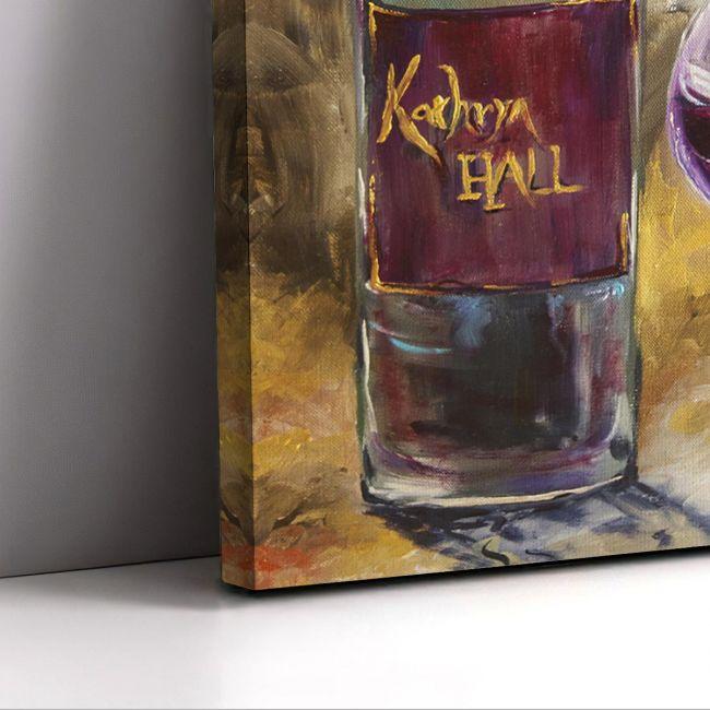 Πίνακας σε καμβά Wine bottle with glass Καμβάς τελαρωμένος