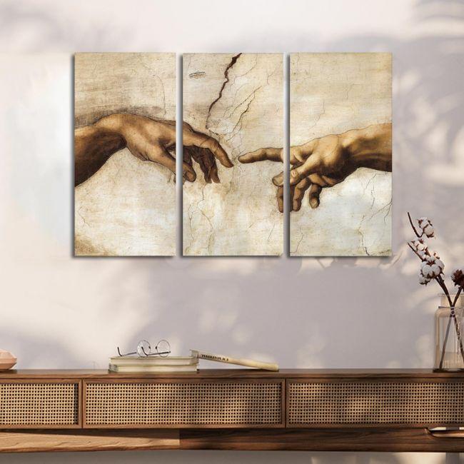 Canvas print The creation of Adam, Michelangelo,3 panels