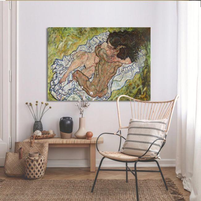 Canvas print The embrace, Schiele Egon