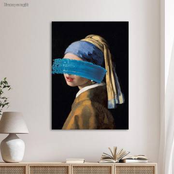Canvas print Girl with pearl earring reart, (Original Vermeer J)