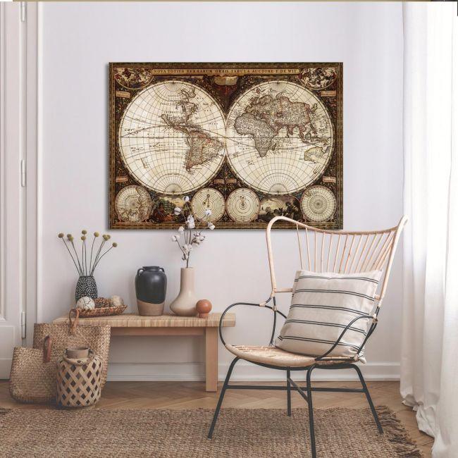 Πίνακας σε καμβά World vintage map I