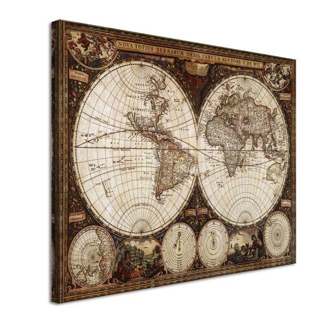 Πίνακας σε καμβά World vintage map I